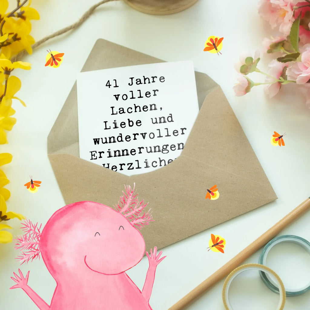 Greetings card Saying 41 Jahre voller Lachen, Liebe und wundervoller Erinnerungen. Herzlichen Glückwunsch zum Geburtstag! Karte, Klappkarte, Hochzeitskarte, Glückwunschkarte, Grußkarte, Einladungskarte, Geburtstagskarte, Ansichtskarten, Geburtstag, Geburtstagsgeschenk, Geschenk