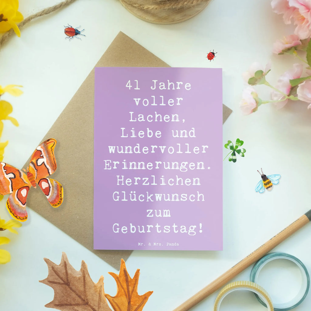 Greetings card Saying 41 Jahre voller Lachen, Liebe und wundervoller Erinnerungen. Herzlichen Glückwunsch zum Geburtstag! Karte, Klappkarte, Hochzeitskarte, Glückwunschkarte, Grußkarte, Einladungskarte, Geburtstagskarte, Ansichtskarten, Geburtstag, Geburtstagsgeschenk, Geschenk
