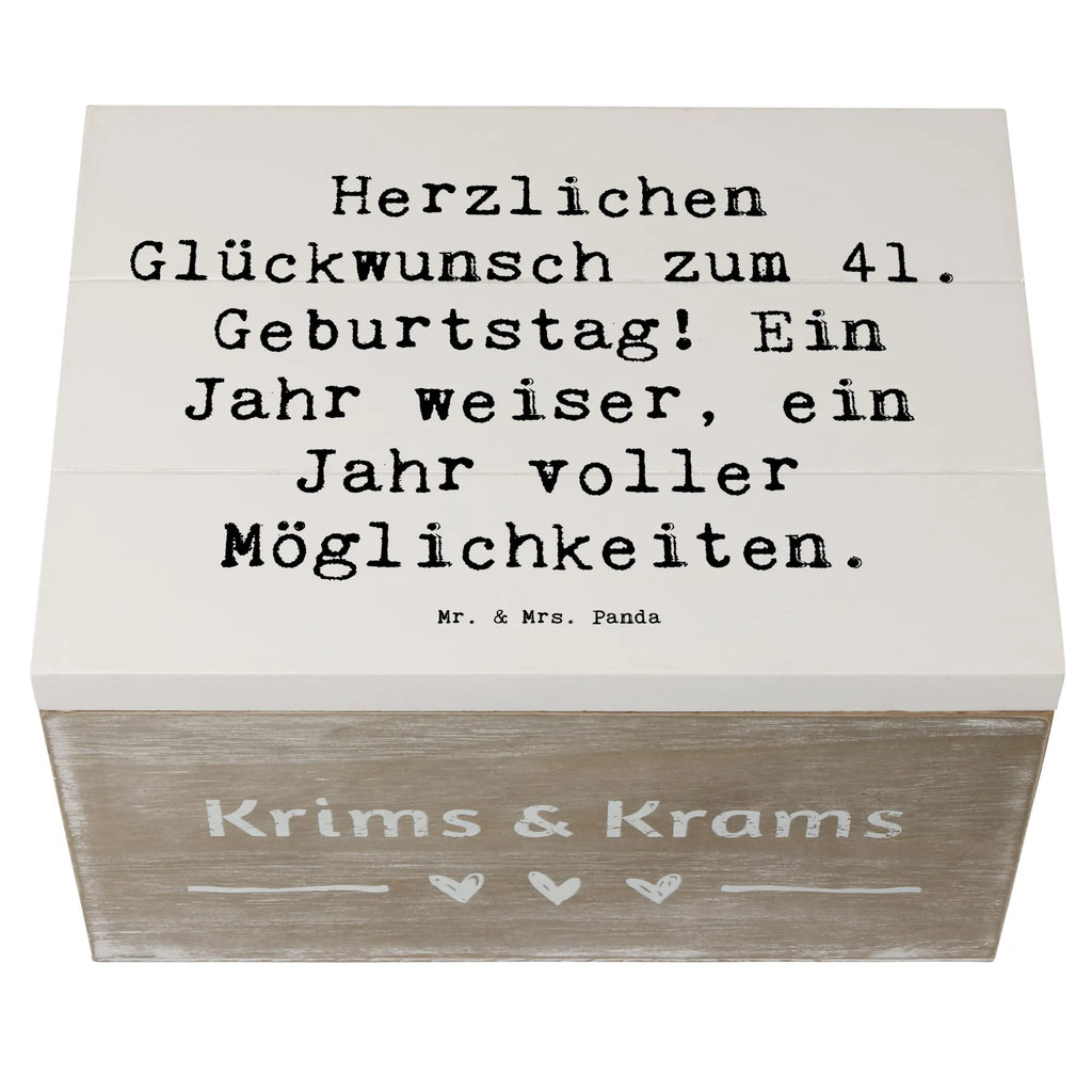 Holzkiste Spruch 41. Geburtstag Weisheit Erinnerungskiste, Geschenkbox, Aufbewahrungsbox, Schatzkiste, Erinnerungsbox, Geschenkdose, Schatulle, Kiste, Truhe, XXL, Holzkiste, Dekokiste, Geburtstag, Geburtstagsgeschenk, Geschenk