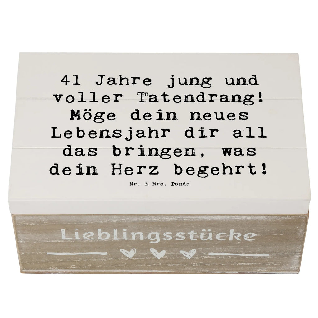 Holzkiste Spruch 41. Geburtstag Tatendrang Geschenkdose, Truhe, Holzkiste, Aufbewahrungsbox, Geschenkbox, Schatulle, Erinnerungsbox, Schatzkiste, Dekokiste, Kiste, XXL, Erinnerungskiste, Geburtstag, Geburtstagsgeschenk, Geschenk