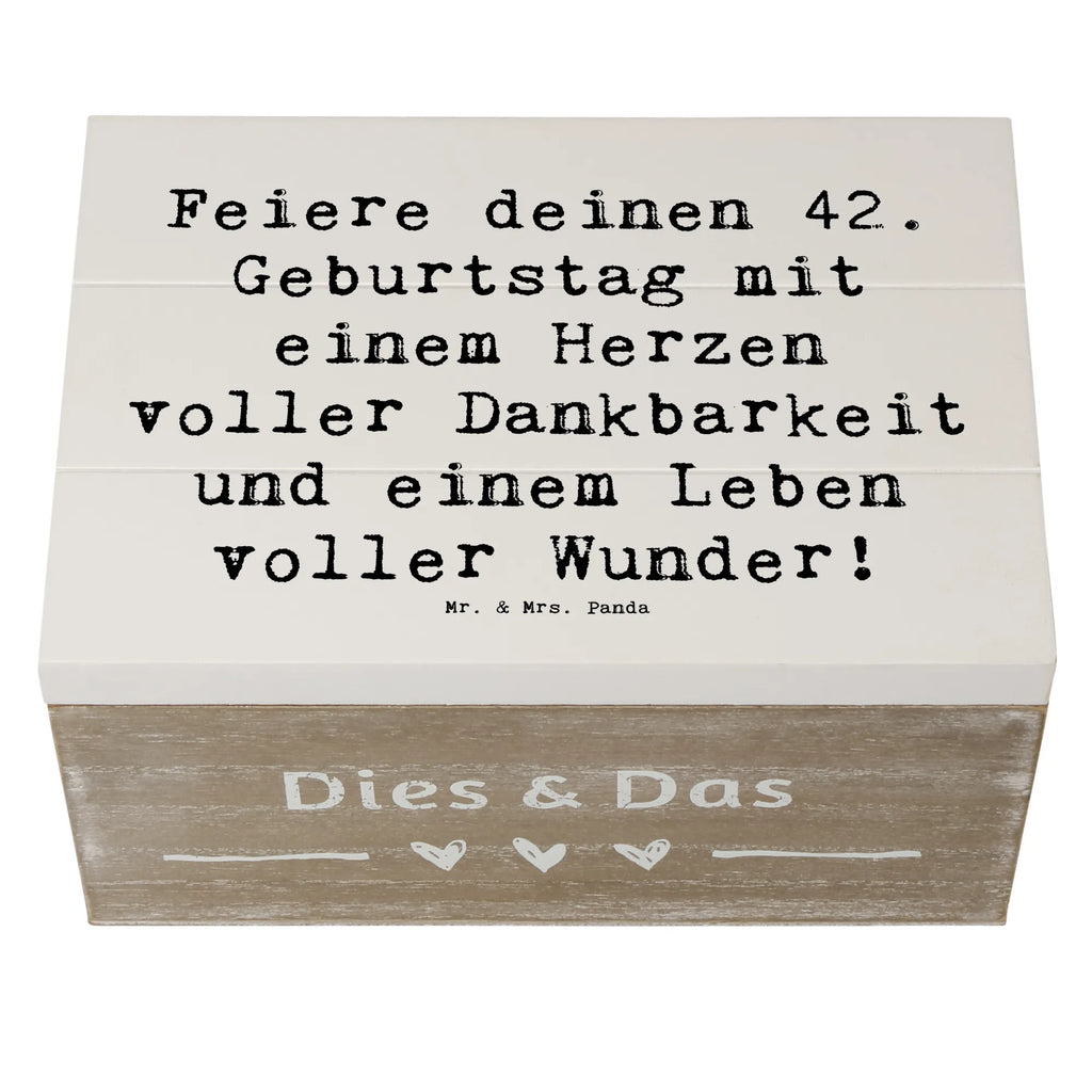 Wooden chest Saying Feiere deinen 42. Geburtstag mit einem Herzen voller Dankbarkeit und einem Leben voller Wunder! Schatulle, Kiste, Schatzkiste, Holzkiste, Erinnerungskiste, Truhe, Erinnerungsbox, Aufbewahrungsbox, Geschenkdose, Dekokiste, XXL, Geschenkbox, Geburtstag, Geburtstagsgeschenk, Geschenk