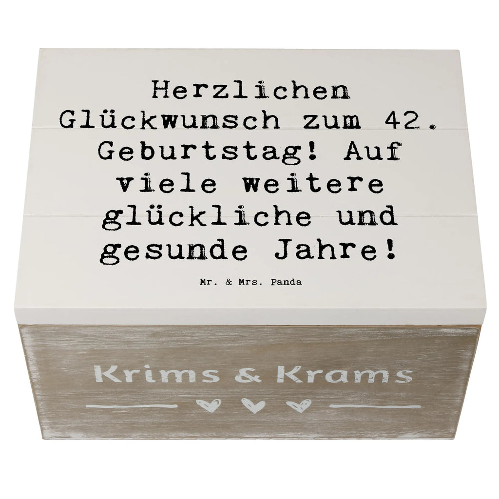 Holzkiste Spruch 42. Geburtstag Glückwunsch XXL, Dekokiste, Erinnerungsbox, Kiste, Truhe, Aufbewahrungsbox, Erinnerungskiste, Schatulle, Geschenkbox, Schatzkiste, Holzkiste, Geschenkdose, Geburtstag, Geburtstagsgeschenk, Geschenk