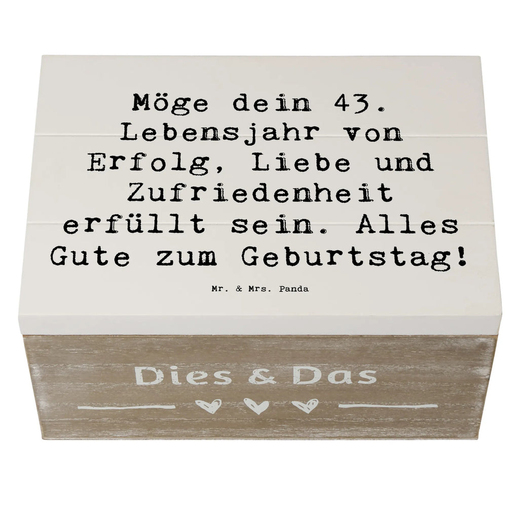 Holzkiste Spruch 43. Geburtstag Glück Erinnerungskiste, Schatulle, Geschenkdose, Truhe, Erinnerungsbox, Dekokiste, Aufbewahrungsbox, Holzkiste, Schatzkiste, Geschenkbox, XXL, Kiste, Geburtstag, Geburtstagsgeschenk, Geschenk