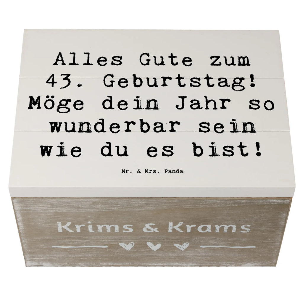 Wooden chest Saying Alles Gute zum 43. Geburtstag! Möge dein Jahr so wunderbar sein wie du es bist! Schatzkiste, Truhe, Dekokiste, Erinnerungskiste, Aufbewahrungsbox, Holzkiste, Kiste, Geschenkbox, XXL, Schatulle, Geschenkdose, Erinnerungsbox, Geburtstag, Geburtstagsgeschenk, Geschenk