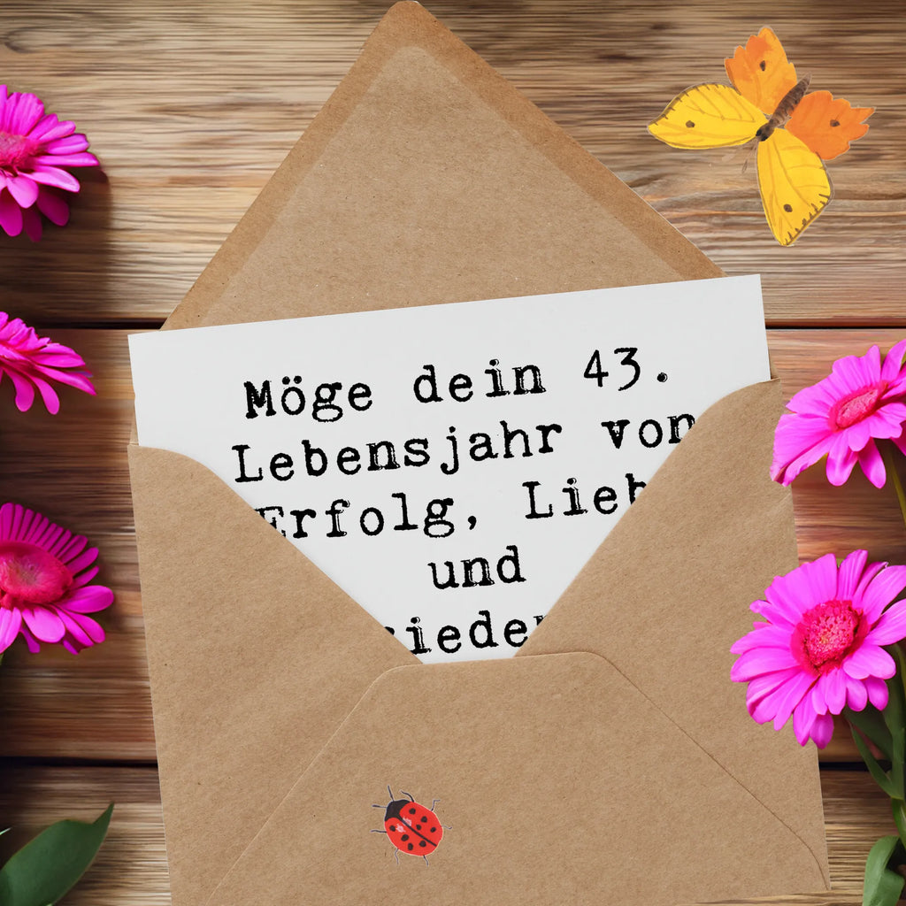 Deluxe Karte Spruch 43. Geburtstag Glück Grußkarte, Hochwertige Klappkarte, Einladungskarte, Karte, Klappkarte, Hochwertige Grußkarte, Hochzeitskarte, Geburtstagskarte, Glückwunschkarte, Geburtstag, Geburtstagsgeschenk, Geschenk