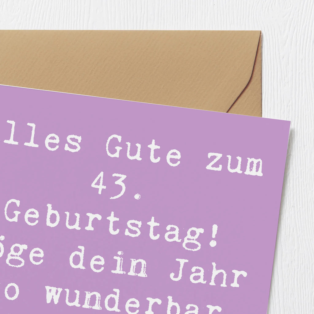 Deluxe Karte Spruch 43. Geburtstag Geburtstagskarte, Glückwunschkarte, Grußkarte, Klappkarte, Hochzeitskarte, Einladungskarte, Karte, Hochwertige Klappkarte, Hochwertige Grußkarte, Geburtstag, Geburtstagsgeschenk, Geschenk