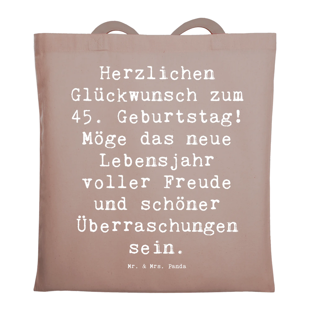 Tote bag Saying Herzlichen Glückwunsch zum 45. Geburtstag! Möge das neue Lebensjahr voller Freude und schöner Überraschungen sein. Beuteltasche, Beutel, Einkaufstasche, Jutebeutel, Stoffbeutel, Tasche, Shopper, Umhängetasche, Strandtasche, Schultertasche, Stofftasche, Tragetasche, Badetasche, Jutetasche, Einkaufstüte, Laptoptasche, Geburtstag, Geburtstagsgeschenk, Geschenk