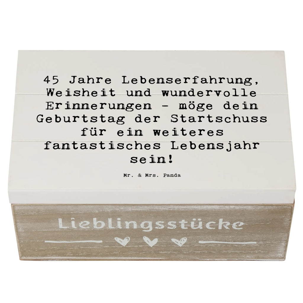 Holzkiste Spruch 45. Geburtstag Erinnerungsbox, Truhe, Dekokiste, Aufbewahrungsbox, Schatzkiste, Erinnerungskiste, Geschenkbox, XXL, Holzkiste, Kiste, Schatulle, Geschenkdose, Geburtstag, Geburtstagsgeschenk, Geschenk