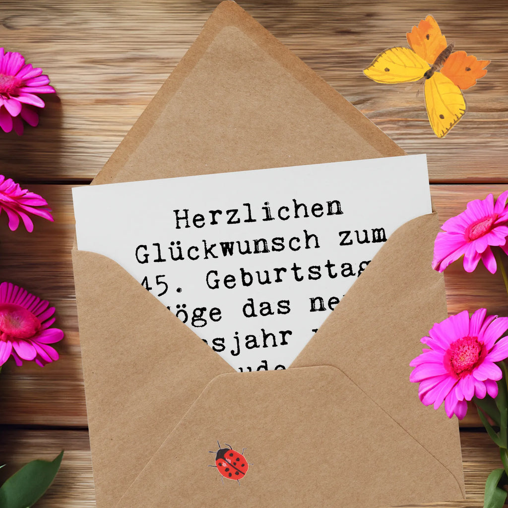 Deluxe Karte Spruch 45. Geburtstag Freude Hochzeitskarte, Einladungskarte, Karte, Grußkarte, Glückwunschkarte, Hochwertige Grußkarte, Geburtstagskarte, Hochwertige Klappkarte, Klappkarte, Geburtstag, Geburtstagsgeschenk, Geschenk