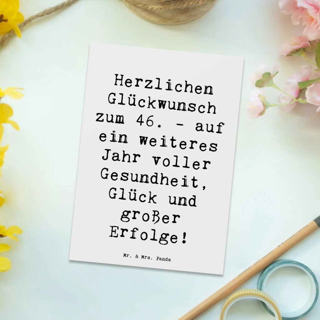 Postkarte Spruch 46. Geburtstag Glückwünsche Geschenkkarte, Ansichtskarte, Karte, Einladung, Einladungskarte, Ansichtskarten, Geburtstagskarte, Einladungskarten Geburtstag, Postkarte, Einladung Geburtstag, Grußkarte, Dankeskarte, Geburtstag, Geburtstagsgeschenk, Geschenk