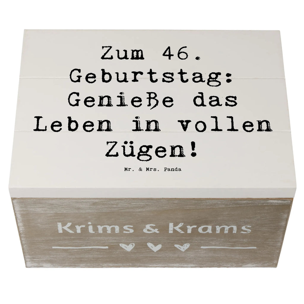 Holzkiste Spruch 46. Geburtstag Lebensfreude Truhe, Kiste, Erinnerungsbox, Aufbewahrungsbox, Erinnerungskiste, Holzkiste, Schatzkiste, Schatulle, Geschenkbox, XXL, Geschenkdose, Dekokiste, Geburtstag, Geburtstagsgeschenk, Geschenk