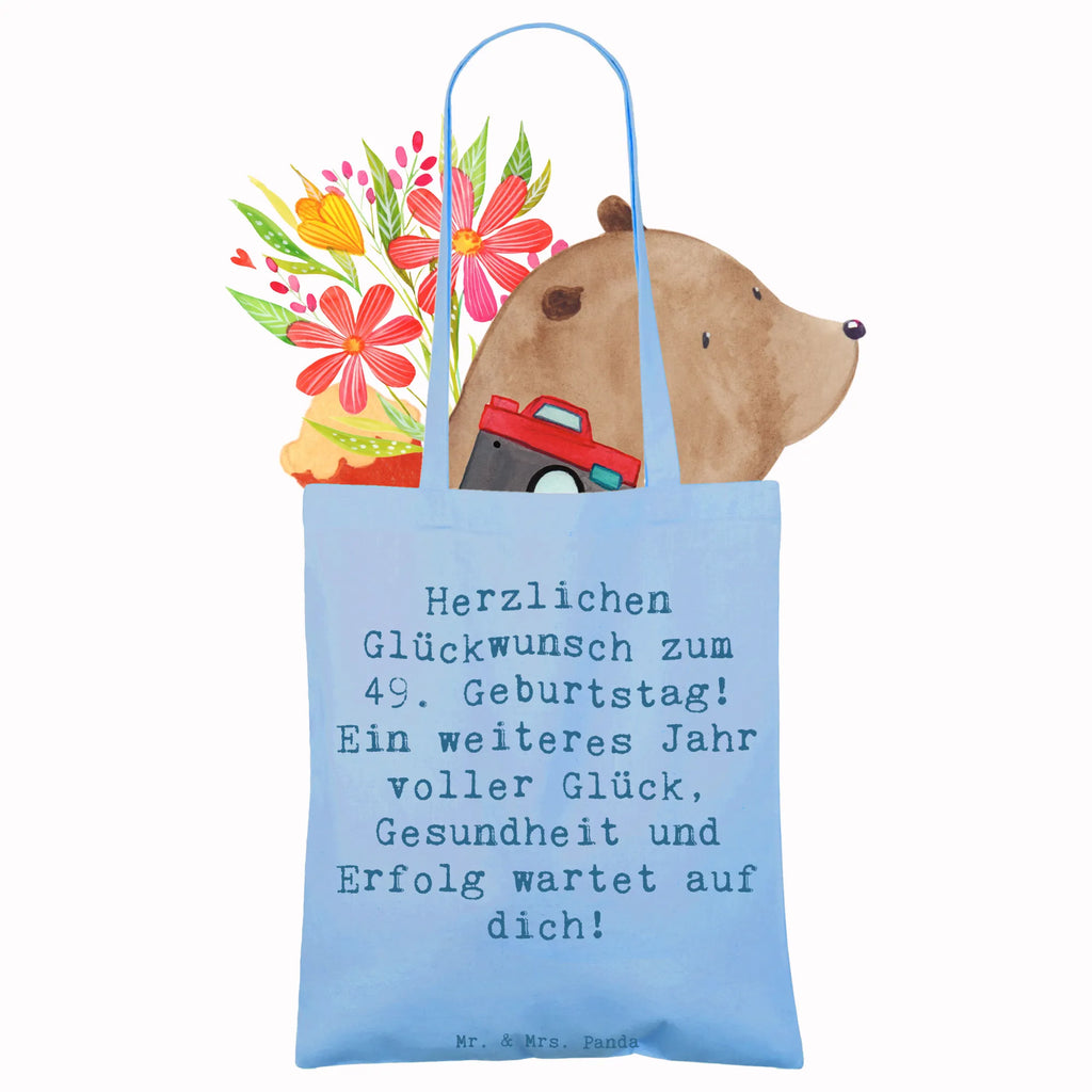 Tote bag Saying Herzlichen Glückwunsch zum 49. Geburtstag! Ein weiteres Jahr voller Glück, Gesundheit und Erfolg wartet auf dich! Beuteltasche, Beutel, Einkaufstasche, Jutebeutel, Stoffbeutel, Tasche, Shopper, Umhängetasche, Strandtasche, Schultertasche, Stofftasche, Tragetasche, Badetasche, Jutetasche, Einkaufstüte, Laptoptasche, Geburtstag, Geburtstagsgeschenk, Geschenk