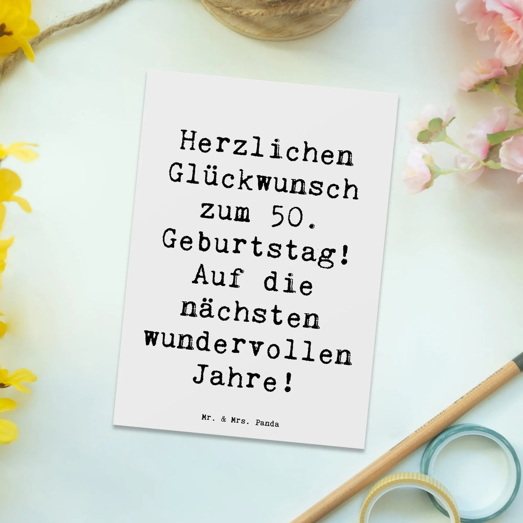 Postcard Saying Herzlichen Glückwunsch zum 50. Geburtstag! Auf die nächsten wundervollen Jahre! Grußkarte, Karte, Ansichtskarte, Dankeskarte, Postkarte, Geburtstagskarte, Geschenkkarte, Einladungskarten Geburtstag, Einladungskarte, Einladung, Einladung Geburtstag, Ansichtskarten, Geburtstag, Geburtstagsgeschenk, Geschenk