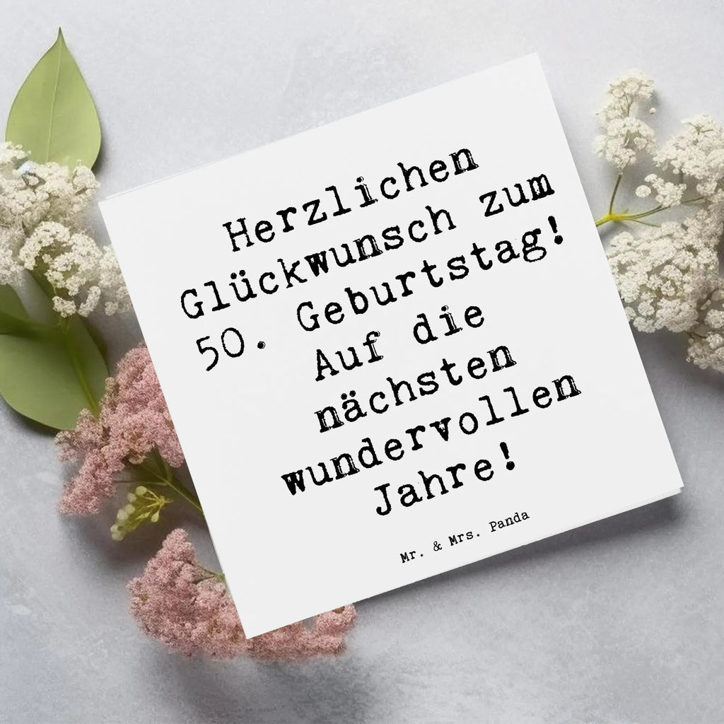 Deluxe Card Saying Herzlichen Glückwunsch zum 50. Geburtstag! Auf die nächsten wundervollen Jahre! Einladungskarte, Grußkarte, Hochwertige Grußkarte, Geburtstagskarte, Hochzeitskarte, Karte, Glückwunschkarte, Hochwertige Klappkarte, Klappkarte, Geburtstag, Geburtstagsgeschenk, Geschenk