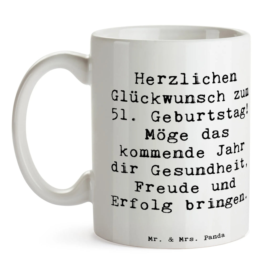 Tasse Spruch 51. Geburtstag Freude Teetasse, Kaffeetasse, Tasse mit Zitaten, Keramiktasse, Porzellantasse, Bürotasse, Geschenktasse, Tasse mit Motiven, Tasse, Geburtstag, Geburtstagsgeschenk, Geschenk