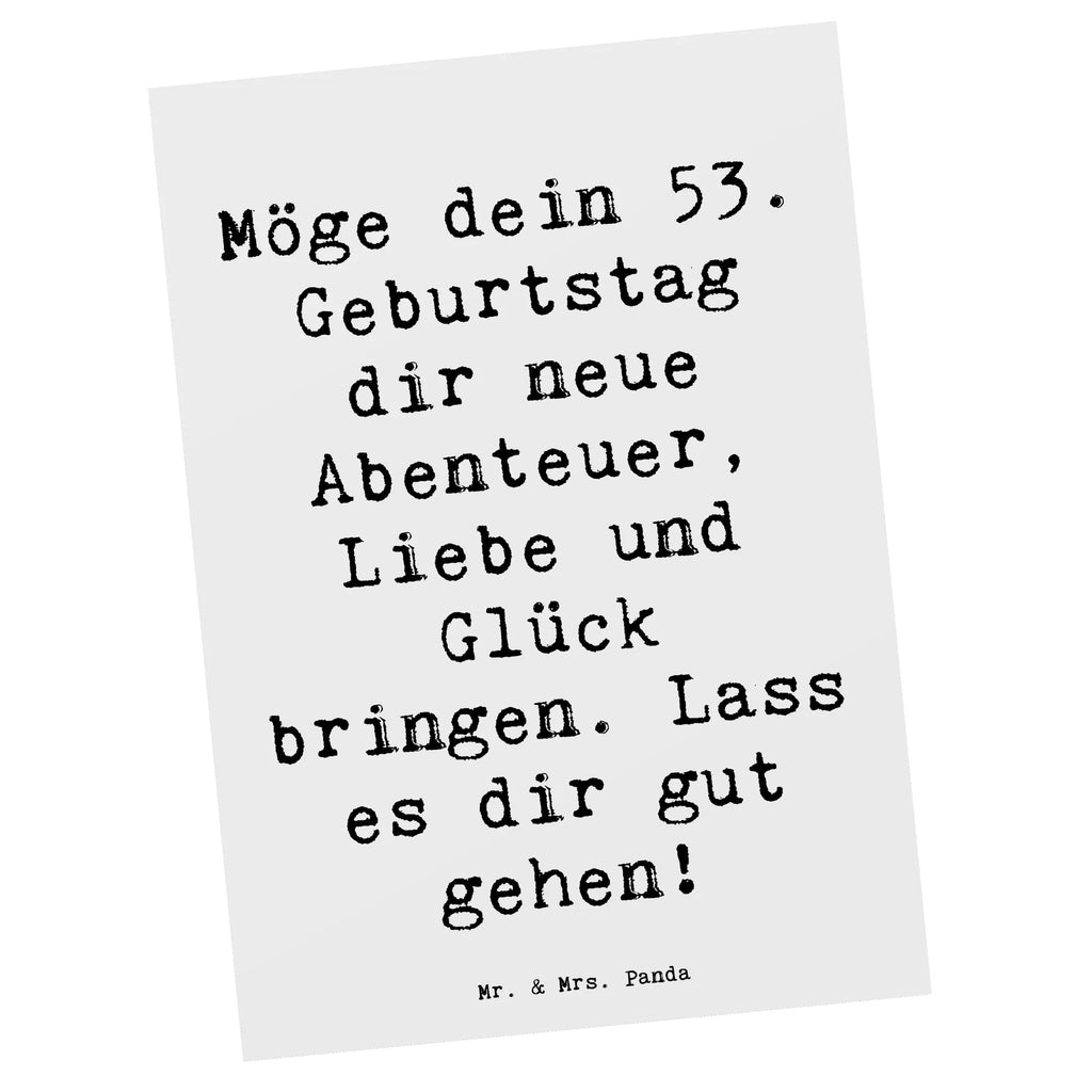 Postcard Saying Möge dein 53. Geburtstag dir neue Abenteuer, Liebe und Glück bringen. Lass es dir gut gehen! Einladung, Geburtstagskarte, Ansichtskarte, Einladungskarten Geburtstag, Einladung Geburtstag, Ansichtskarten, Karte, Einladungskarte, Postkarte, Geschenkkarte, Grußkarte, Dankeskarte, Geburtstag, Geburtstagsgeschenk, Geschenk