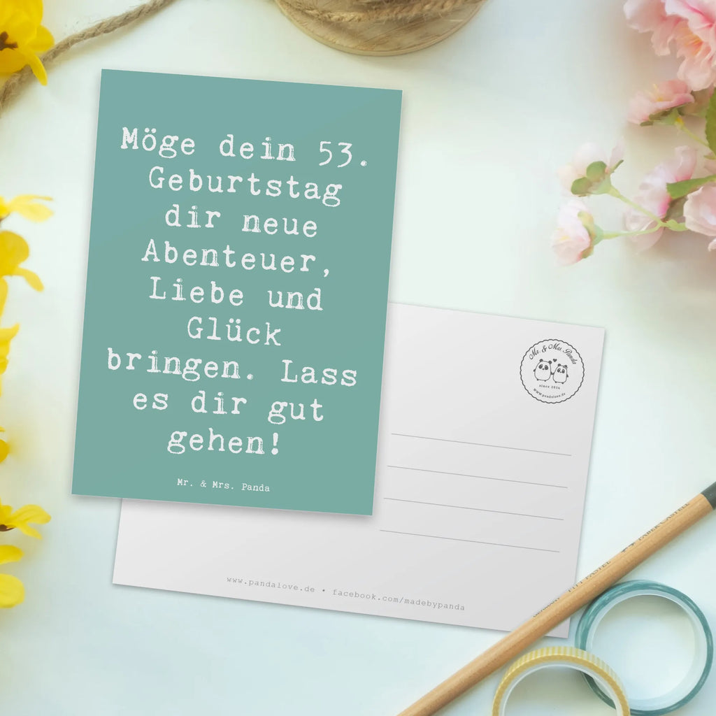 Postcard Saying Möge dein 53. Geburtstag dir neue Abenteuer, Liebe und Glück bringen. Lass es dir gut gehen! Einladung, Geburtstagskarte, Ansichtskarte, Einladungskarten Geburtstag, Einladung Geburtstag, Ansichtskarten, Karte, Einladungskarte, Postkarte, Geschenkkarte, Grußkarte, Dankeskarte, Geburtstag, Geburtstagsgeschenk, Geschenk