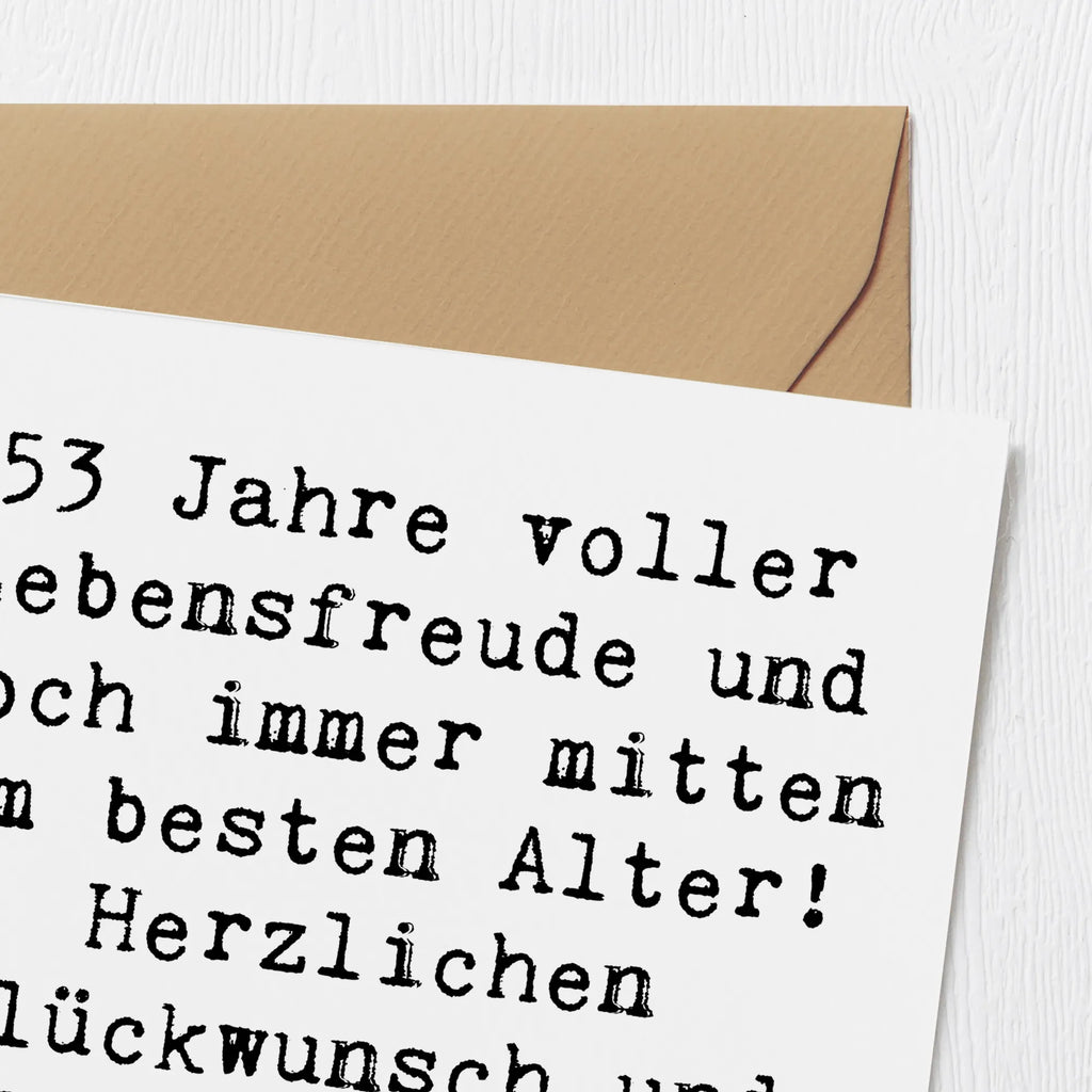Deluxe Card Saying 53 Jahre voller Lebensfreude und noch immer mitten im besten Alter! Herzlichen Glückwunsch und auf viele weitere glückliche Jahre! Karte, Geburtstagskarte, Hochwertige Klappkarte, Glückwunschkarte, Hochzeitskarte, Einladungskarte, Grußkarte, Klappkarte, Hochwertige Grußkarte, Geburtstag, Geburtstagsgeschenk, Geschenk