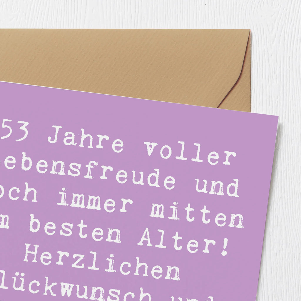 Deluxe Card Saying 53 Jahre voller Lebensfreude und noch immer mitten im besten Alter! Herzlichen Glückwunsch und auf viele weitere glückliche Jahre! Karte, Geburtstagskarte, Hochwertige Klappkarte, Glückwunschkarte, Hochzeitskarte, Einladungskarte, Grußkarte, Klappkarte, Hochwertige Grußkarte, Geburtstag, Geburtstagsgeschenk, Geschenk