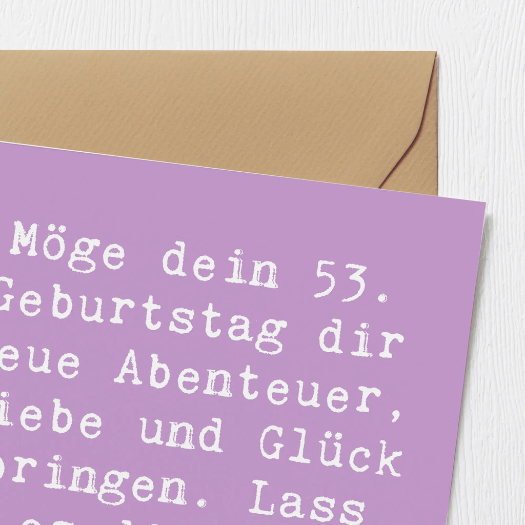 Deluxe Karte Spruch 53. Geburtstag Abenteuer Klappkarte, Karte, quadratische karte, Geburtstagskarte, Geschenkkarte, Hochwertige Grußkarte, Hochwertige Klappkarte, weihnachtskarte, Gutscheinkarte, Grußkarte, Einladungskarte, abschiedskarte, Hochzeitskarte, Glückwunschkarte, geburtskarte, sprüche karten, Dankeskarte, lustige karten, Geschenk, Geburtstag, Geburtstagsgeschenk