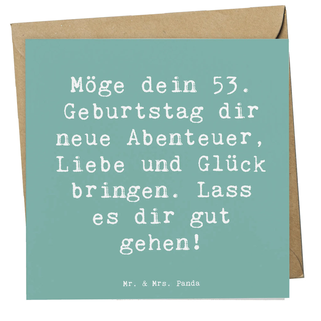 Deluxe Karte Spruch 53. Geburtstag Abenteuer Klappkarte, Karte, quadratische karte, Geburtstagskarte, Geschenkkarte, Hochwertige Grußkarte, Hochwertige Klappkarte, weihnachtskarte, Gutscheinkarte, Grußkarte, Einladungskarte, abschiedskarte, Hochzeitskarte, Glückwunschkarte, geburtskarte, sprüche karten, Dankeskarte, lustige karten, Geschenk, Geburtstag, Geburtstagsgeschenk
