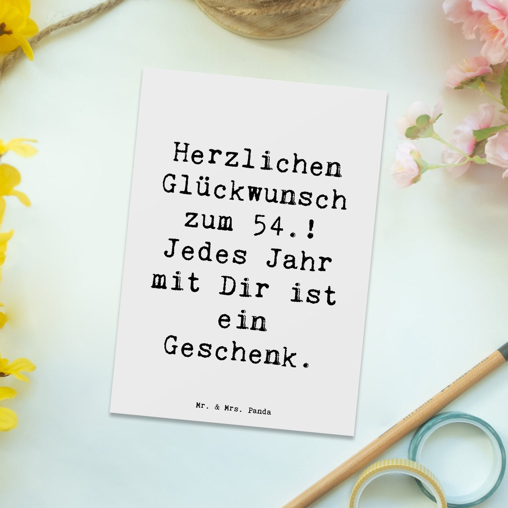 Postcard Saying Herzlichen Glückwunsch zum 54.! Jedes Jahr mit Dir ist ein Geschenk. Karte, Grußkarte, Postkarte, Einladungskarte, Ansichtskarten, Einladung Geburtstag, Geburtstagskarte, Ansichtskarte, Einladung, Einladungskarten Geburtstag, Geschenkkarte, Dankeskarte, Geburtstag, Geburtstagsgeschenk, Geschenk