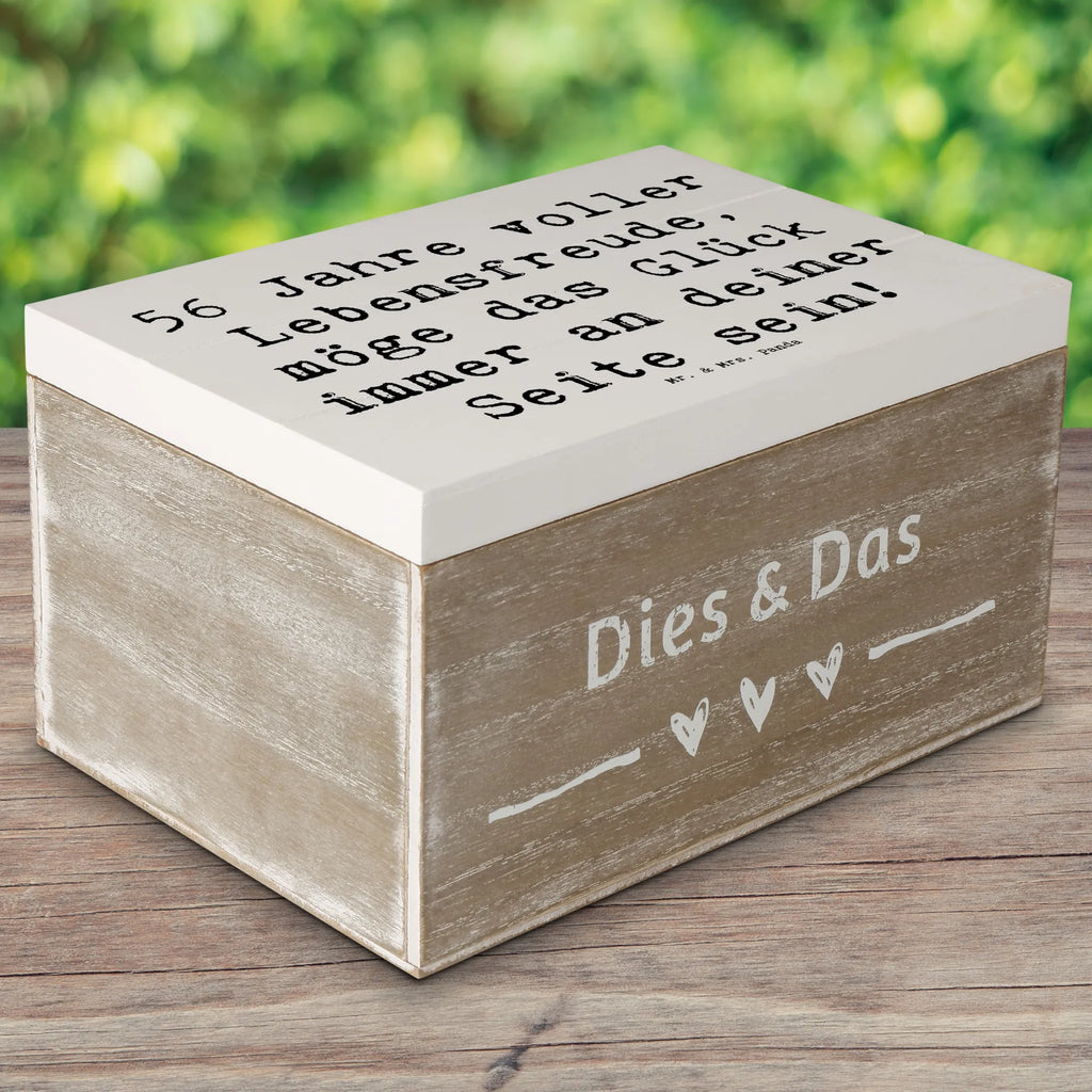Wooden chest Saying 56 Jahre voller Lebensfreude, möge das Glück immer an deiner Seite sein! Kiste, Aufbewahrungsbox, Schatulle, Dekokiste, Erinnerungsbox, Truhe, Geschenkbox, XXL, Schatzkiste, Holzkiste, Geschenkdose, Erinnerungskiste, Geburtstag, Geburtstagsgeschenk, Geschenk