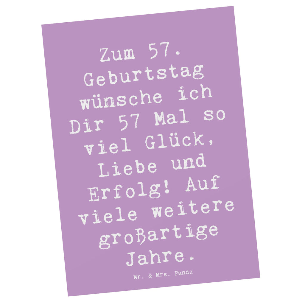 Postcard Saying Zum 57. Geburtstag wünsche ich Dir 57 Mal so viel Glück, Liebe und Erfolg! Auf viele weitere großartige Jahre. Ansichtskarte, Dankeskarte, Ansichtskarten, Einladung, Einladungskarte, Geschenkkarte, Postkarte, Geburtstagskarte, Karte, Grußkarte, Einladung Geburtstag, Einladungskarten Geburtstag, Geburtstag, Geburtstagsgeschenk, Geschenk