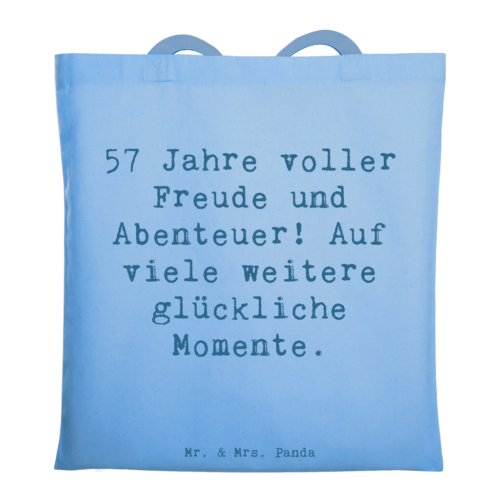 Tote bag Saying 57 Jahre voller Freude und Abenteuer! Auf viele weitere glückliche Momente. Beuteltasche, Beutel, Einkaufstasche, Jutebeutel, Stoffbeutel, Tasche, Shopper, Umhängetasche, Strandtasche, Schultertasche, Stofftasche, Tragetasche, Badetasche, Jutetasche, Einkaufstüte, Laptoptasche, Geburtstag, Geburtstagsgeschenk, Geschenk