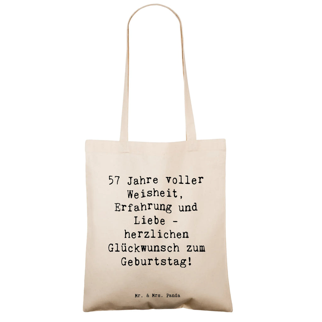 Tote bag Saying 57 Jahre voller Weisheit, Erfahrung und Liebe - herzlichen Glückwunsch zum Geburtstag! Stoffbeutel, totebag, Umhängetasche, tragbeutel, Badetasche, Baumwollbeutel, Shopping Tasche, Tüte, Tragetasche, Büchertasche, Uni Tasche, textilbeutel, Baumwolltasche, Einkaufstasche, Einkaufstüte, Einkaufsbeutel, Unitasche, Shopper, Beutel, Schultertasche, Beuteltasche, Alltagstasche, Henkeltasche, Laptoptasche, Strandtasche, Tote Bag, Schultasche, textiltasche, Stofftasche, Tasche, Geschenk, Geburtstag, Geburtstagsgeschenk