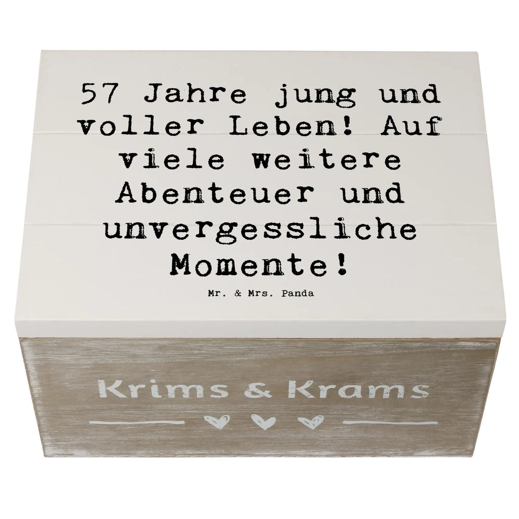 Wooden chest Saying 57 Jahre jung und voller Leben! Auf viele weitere Abenteuer und unvergessliche Momente! XXL, Dekokiste, Schatzkiste, Erinnerungsbox, Erinnerungskiste, Truhe, Holzkiste, Geschenkdose, Aufbewahrungsbox, Schatulle, Kiste, Geschenkbox, Geburtstag, Geburtstagsgeschenk, Geschenk