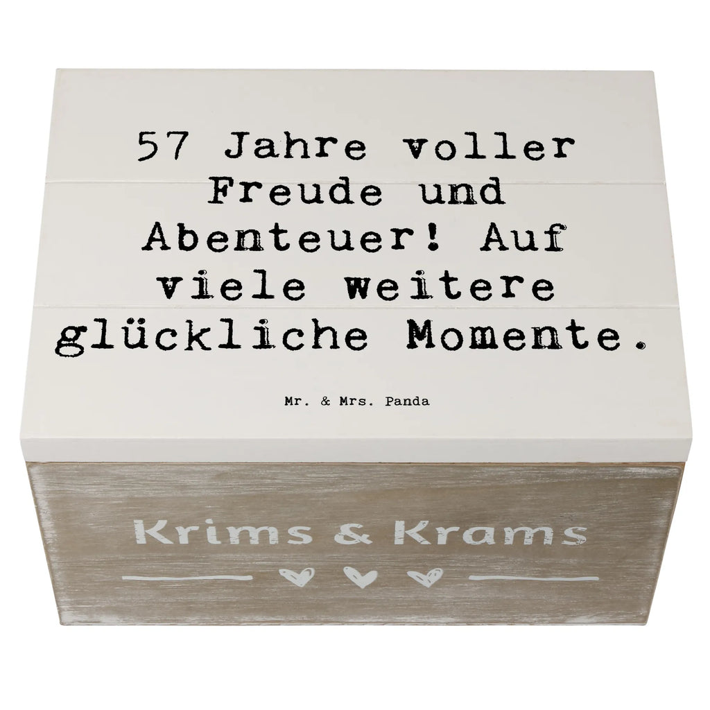 Wooden chest Saying 57 Jahre voller Freude und Abenteuer! Auf viele weitere glückliche Momente. Schatzkiste, Aufbewahrungsbox, Truhe, Erinnerungskiste, Geschenkbox, Holzkiste, Dekokiste, XXL, Erinnerungsbox, Kiste, Geschenkdose, Schatulle, Geburtstag, Geburtstagsgeschenk, Geschenk