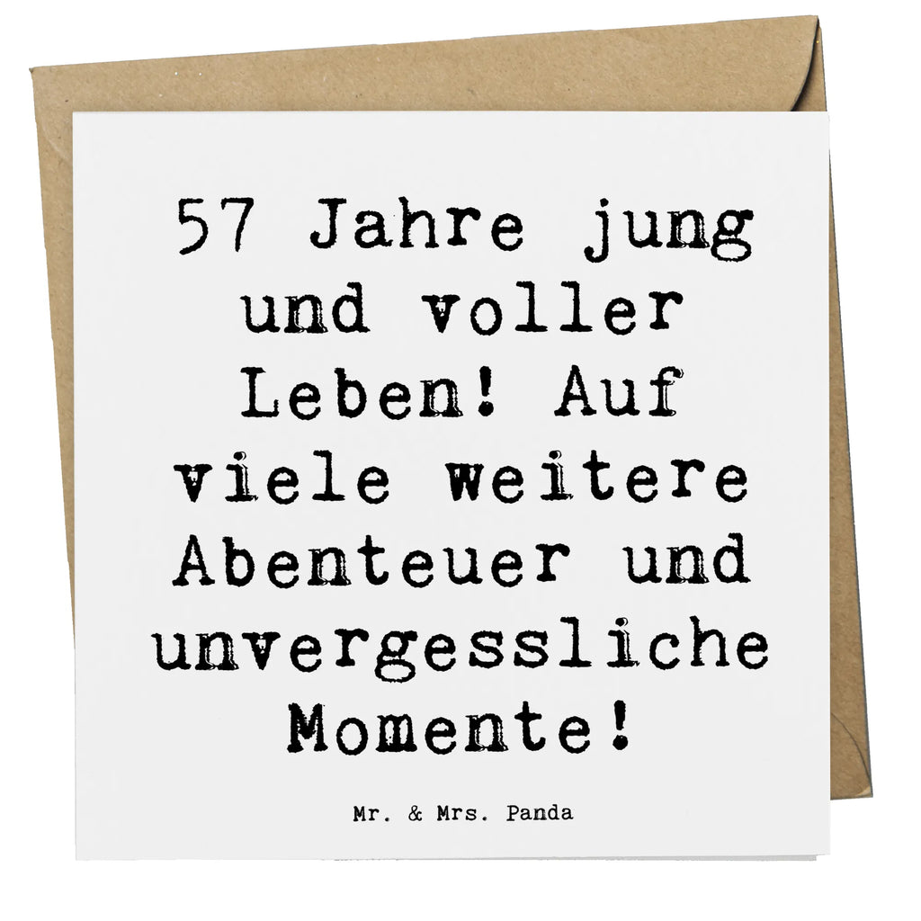 Deluxe Card Saying 57 Jahre jung und voller Leben! Auf viele weitere Abenteuer und unvergessliche Momente! Glückwunschkarte, Hochzeitskarte, Klappkarte, Hochwertige Klappkarte, Hochwertige Grußkarte, Karte, Geburtstagskarte, Einladungskarte, Grußkarte, Geburtstag, Geburtstagsgeschenk, Geschenk
