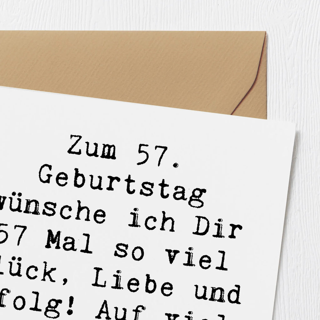 Deluxe Card Saying Zum 57. Geburtstag wünsche ich Dir 57 Mal so viel Glück, Liebe und Erfolg! Auf viele weitere großartige Jahre. Einladungskarte, Grußkarte, Hochwertige Klappkarte, Glückwunschkarte, Karte, Geburtstagskarte, Hochwertige Grußkarte, Hochzeitskarte, Klappkarte, Geburtstag, Geburtstagsgeschenk, Geschenk