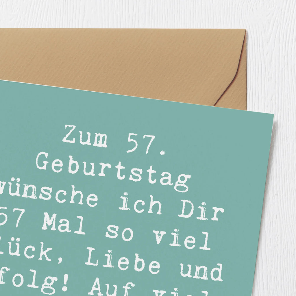 Deluxe Card Saying Zum 57. Geburtstag wünsche ich Dir 57 Mal so viel Glück, Liebe und Erfolg! Auf viele weitere großartige Jahre. Einladungskarte, Grußkarte, Hochwertige Klappkarte, Glückwunschkarte, Karte, Geburtstagskarte, Hochwertige Grußkarte, Hochzeitskarte, Klappkarte, Geburtstag, Geburtstagsgeschenk, Geschenk