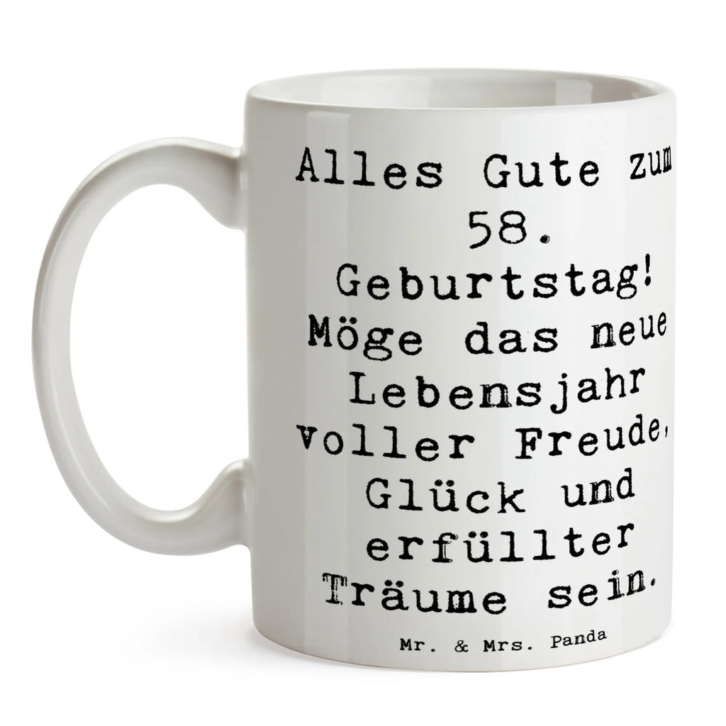 Tasse Spruch 58. Geburtstag Freude Bürotasse, Tasse mit Motiven, Porzellantasse, Kaffeetasse, Tasse mit Zitaten, Tasse, Geschenktasse, Teetasse, Keramiktasse, Geburtstag, Geburtstagsgeschenk, Geschenk