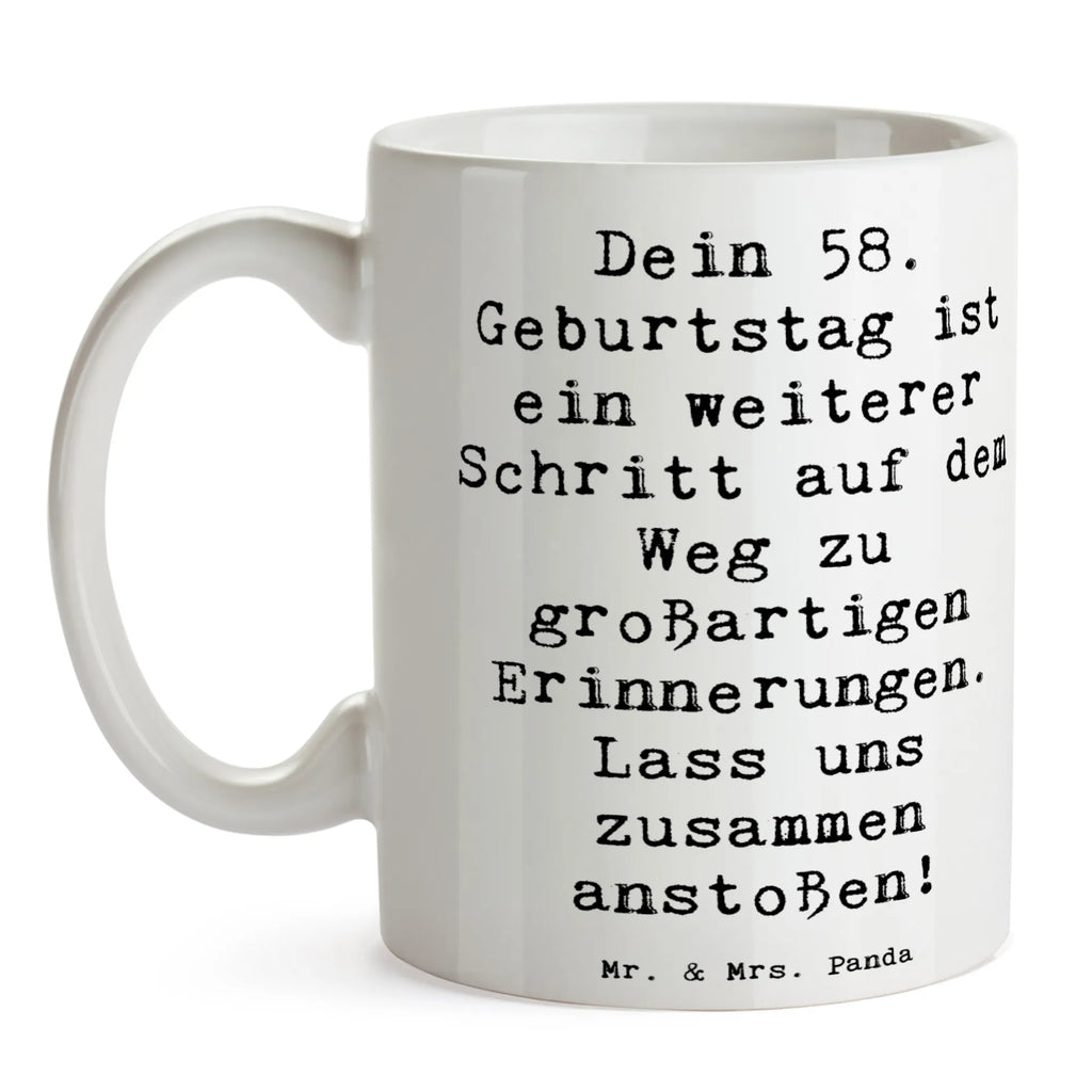 Tasse Spruch 58. Geburtstag Erinnerungen Bürotasse, Teetasse, Keramiktasse, Geschenktasse, Tasse, Kaffeetasse, Tasse mit Motiven, Porzellantasse, Tasse mit Zitaten, Geburtstag, Geburtstagsgeschenk, Geschenk