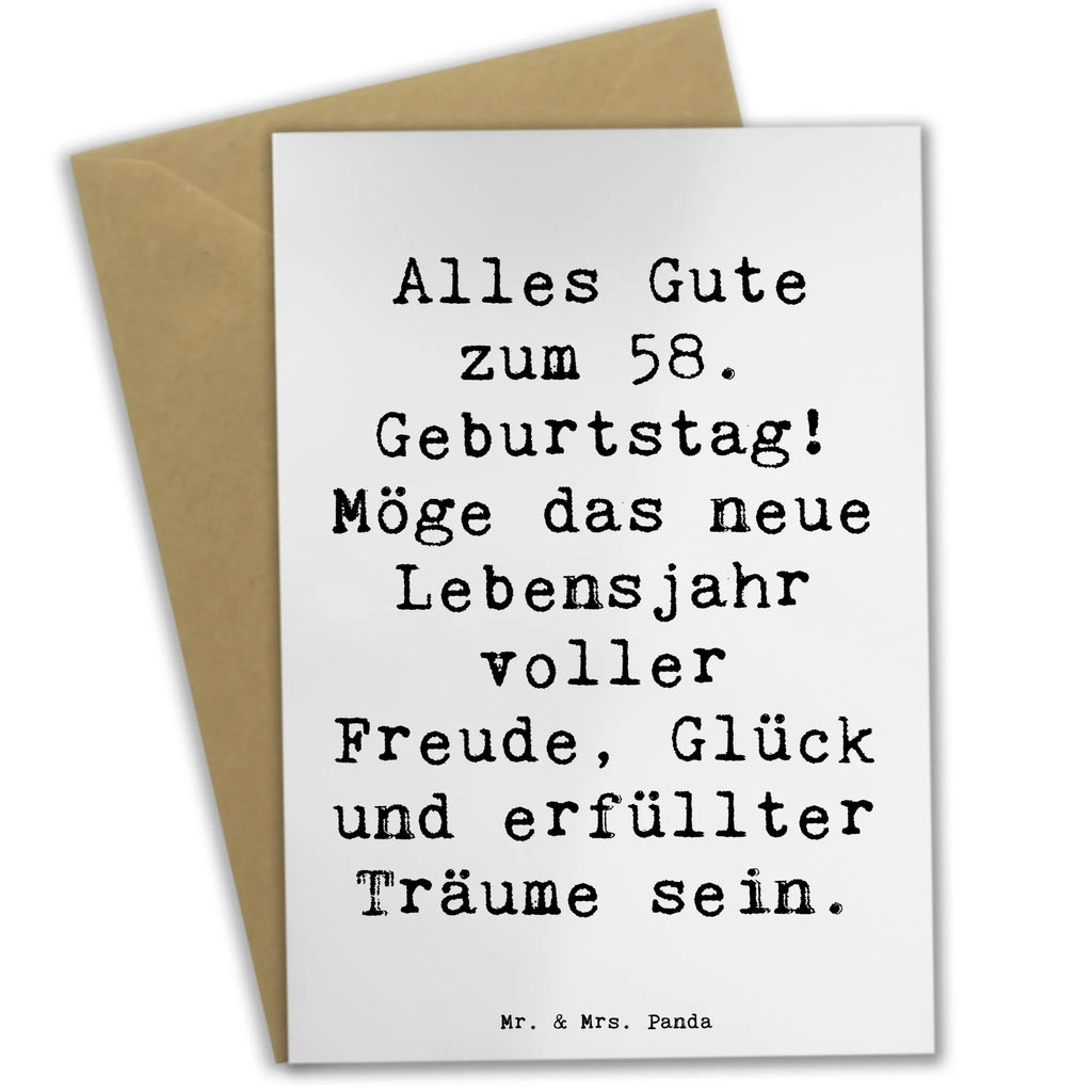 Greetings card Saying Alles Gute zum 58. Geburtstag! Möge das neue Lebensjahr voller Freude, Glück und erfüllter Träume sein. Grußkarte, Klappkarte, Geburtstagskarte, Hochzeitskarte, Ansichtskarten, Einladungskarte, Glückwunschkarte, Karte, Geburtstag, Geburtstagsgeschenk, Geschenk