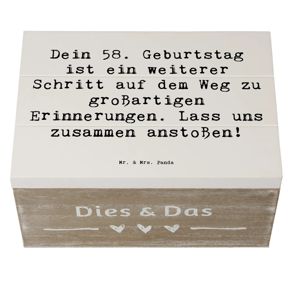 Holzkiste Spruch 58. Geburtstag Erinnerungen Erinnerungskiste, Geschenkdose, Geschenkbox, Schatzkiste, Truhe, XXL, Holzkiste, Kiste, Dekokiste, Schatulle, Aufbewahrungsbox, Erinnerungsbox, Geburtstag, Geburtstagsgeschenk, Geschenk