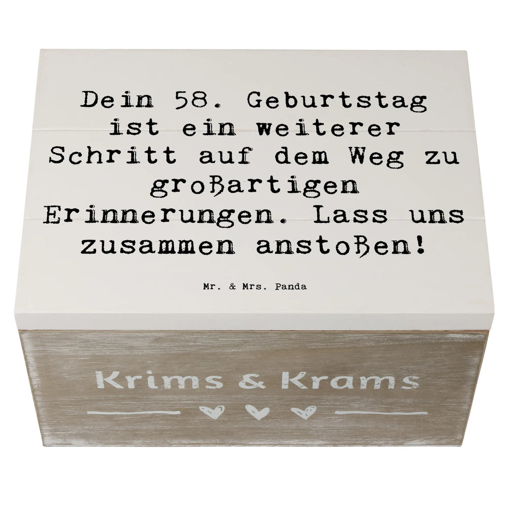 Holzkiste Spruch 58. Geburtstag Erinnerungen Erinnerungskiste, Geschenkdose, Geschenkbox, Schatzkiste, Truhe, XXL, Holzkiste, Kiste, Dekokiste, Schatulle, Aufbewahrungsbox, Erinnerungsbox, Geburtstag, Geburtstagsgeschenk, Geschenk