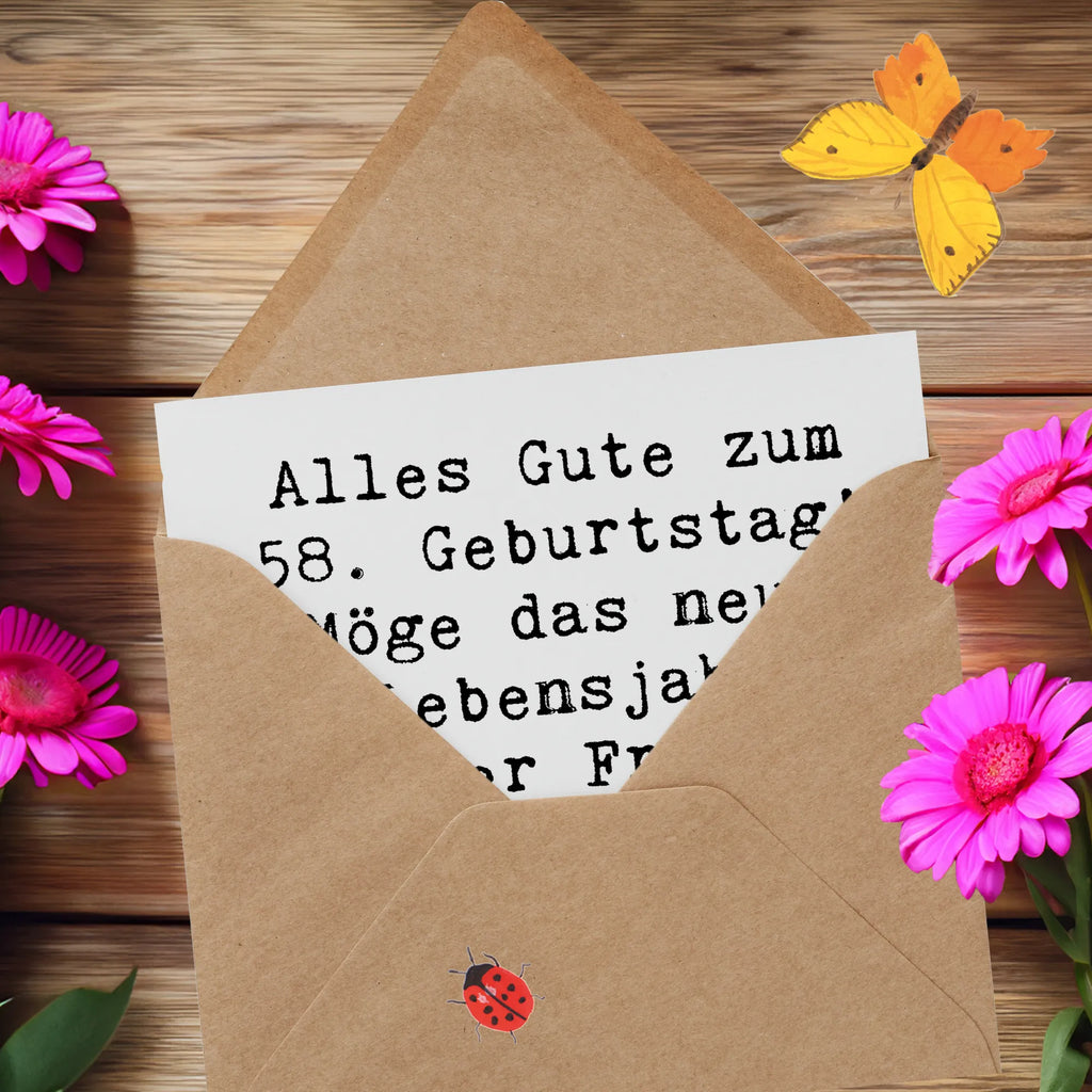 Deluxe Karte Spruch 58. Geburtstag Freude Hochzeitskarte, Geburtstagskarte, Klappkarte, Karte, Glückwunschkarte, Hochwertige Klappkarte, Hochwertige Grußkarte, Grußkarte, Einladungskarte, Geburtstag, Geburtstagsgeschenk, Geschenk