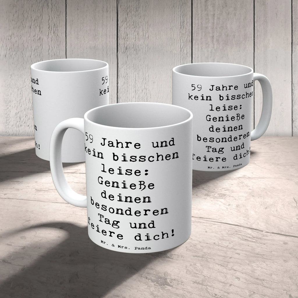 Tasse Spruch 59. Geburtstag Feier Porzellantasse, Tasse mit Zitaten, Keramiktasse, Teetasse, Tasse, Geschenktasse, Kaffeetasse, Tasse mit Motiven, Bürotasse, Geburtstag, Geburtstagsgeschenk, Geschenk