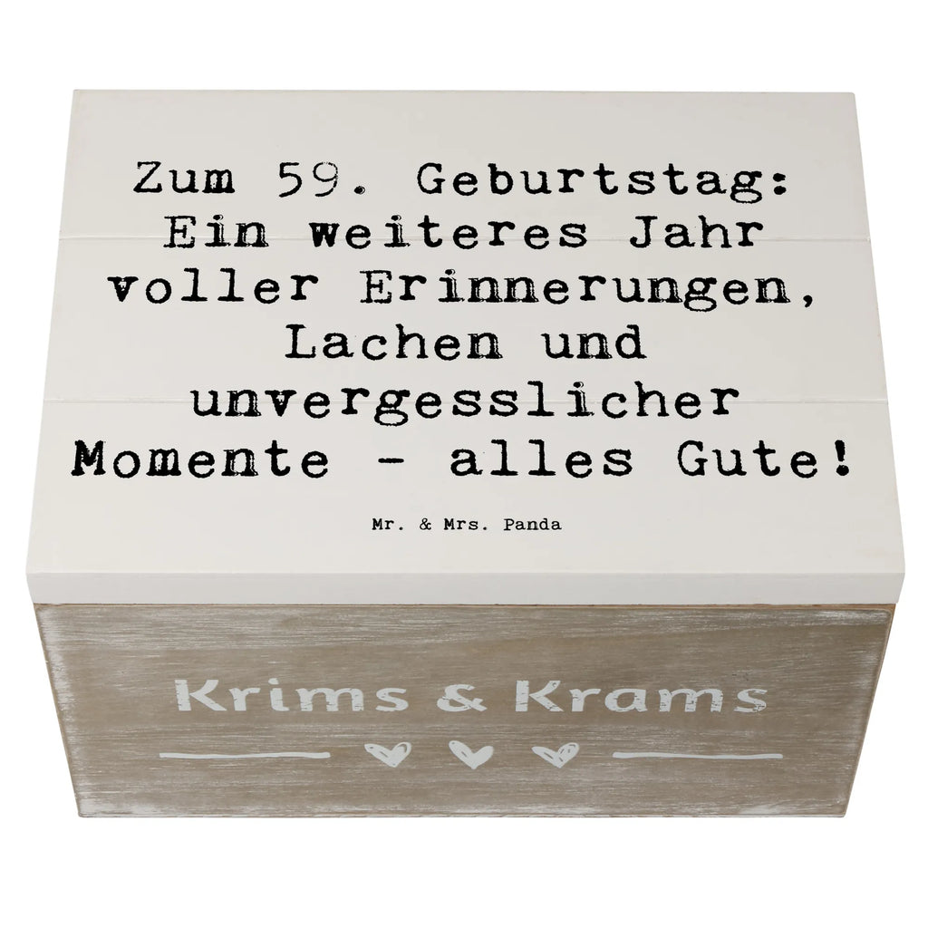 Wooden chest Saying Zum 59. Geburtstag: Ein weiteres Jahr voller Erinnerungen, Lachen und unvergesslicher Momente - alles Gute! XXL, Erinnerungsbox, Truhe, Geschenkbox, Schatzkiste, Erinnerungskiste, Holzkiste, Dekokiste, Schatulle, Kiste, Geschenkdose, Aufbewahrungsbox, Geburtstag, Geburtstagsgeschenk, Geschenk