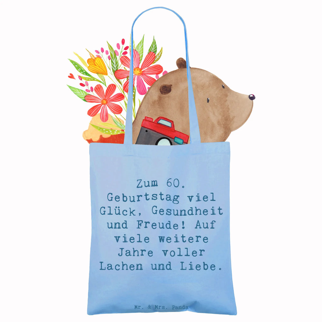 Tote bag Saying Zum 60. Geburtstag viel Glück, Gesundheit und Freude! Auf viele weitere Jahre voller Lachen und Liebe. Stoffbeutel, Jutetasche, Laptoptasche, Strandtasche, Schultertasche, Umhängetasche, Beuteltasche, Shopper, Tragetasche, Einkaufstasche, Beutel, Einkaufstüte, Tasche, Jutebeutel, Badetasche, Stofftasche, Geburtstag, Geburtstagsgeschenk, Geschenk