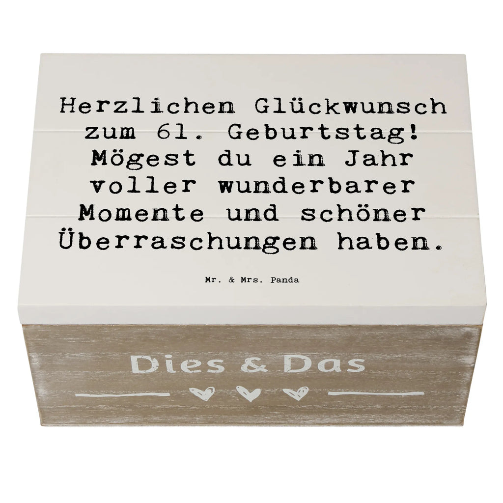 Holzkiste Spruch 61. Geburtstag Glückwünsche Kiste, Erinnerungsbox, XXL, Holzkiste, Geschenkbox, Truhe, Geschenkdose, Schatulle, Aufbewahrungsbox, Dekokiste, Erinnerungskiste, Schatzkiste, Geburtstag, Geburtstagsgeschenk, Geschenk