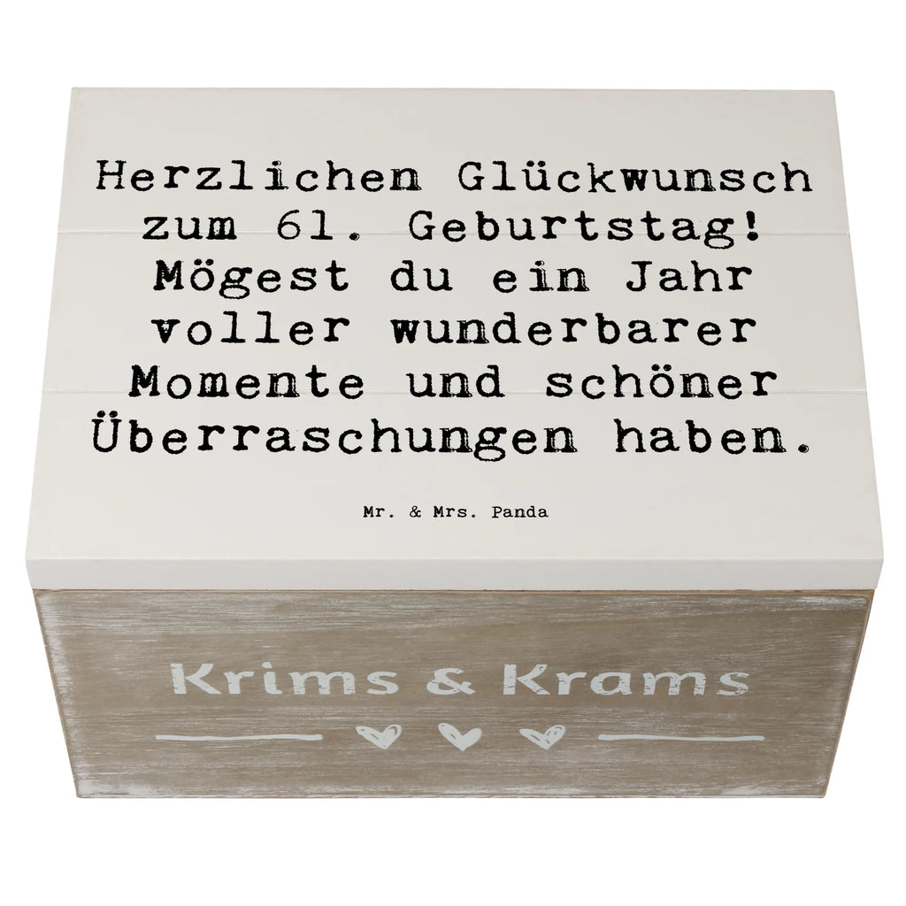 Holzkiste Spruch 61. Geburtstag Glückwünsche Kiste, Erinnerungsbox, XXL, Holzkiste, Geschenkbox, Truhe, Geschenkdose, Schatulle, Aufbewahrungsbox, Dekokiste, Erinnerungskiste, Schatzkiste, Geburtstag, Geburtstagsgeschenk, Geschenk