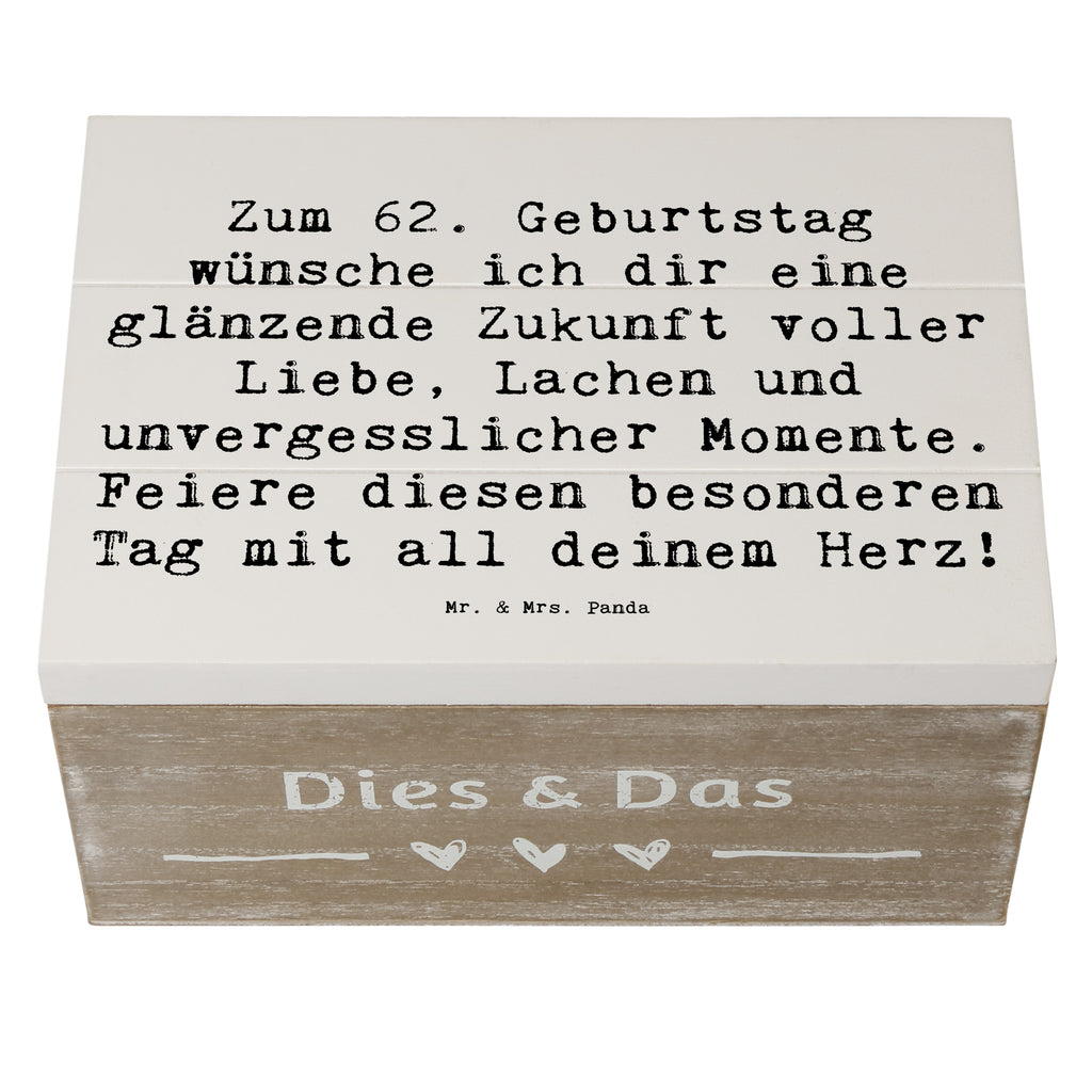 Holzkiste Spruch 62. Geburtstag Glänzende Zukunft XXL, Erinnerungsbox, Erinnerungskiste, Schatzkiste, Kiste, Holzkiste, Aufbewahrungsbox, Geschenkbox, Truhe, Dekokiste, Schatulle, Geschenkdose, Geburtstag, Geburtstagsgeschenk, Geschenk
