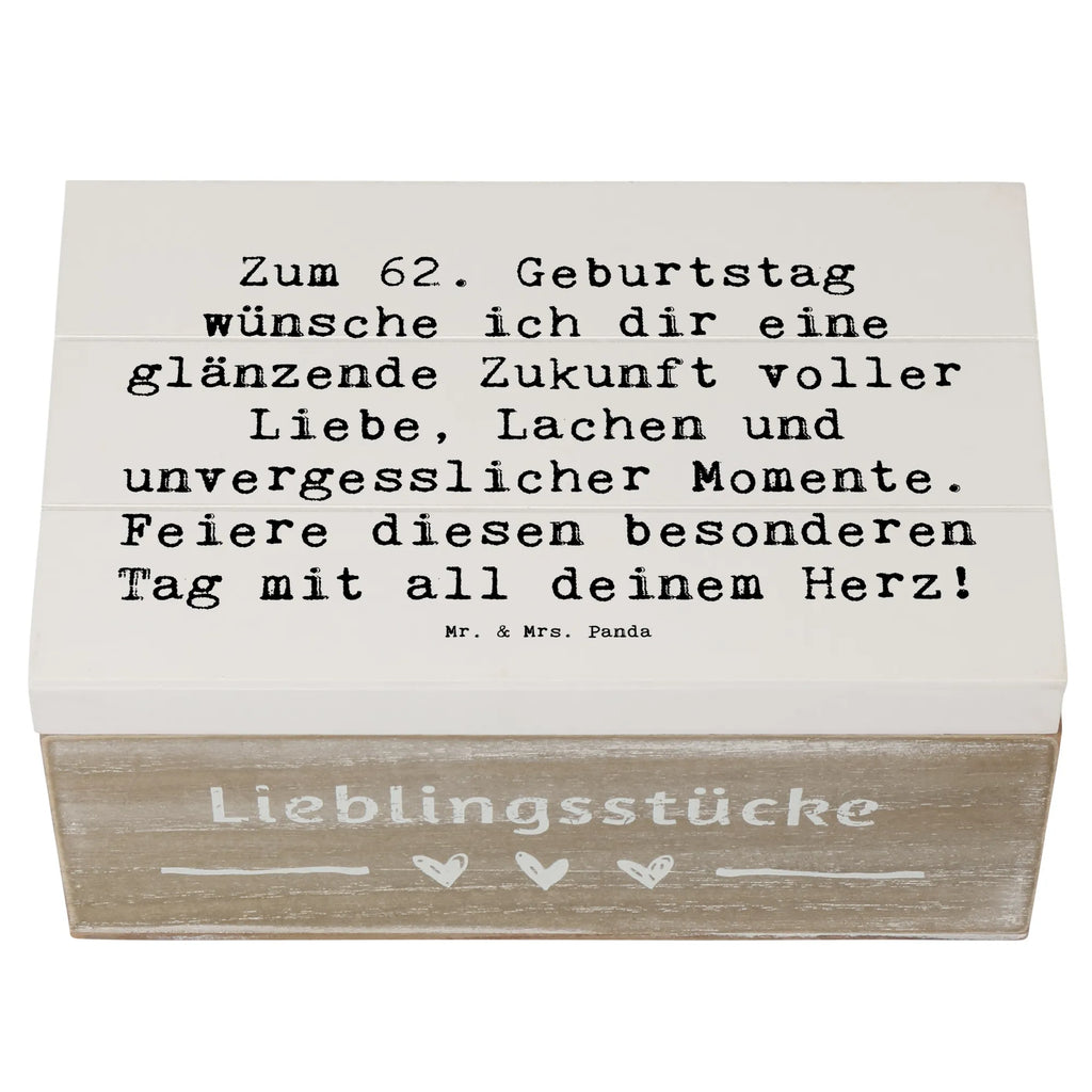 Holzkiste Spruch 62. Geburtstag Glänzende Zukunft XXL, Erinnerungsbox, Erinnerungskiste, Schatzkiste, Kiste, Holzkiste, Aufbewahrungsbox, Geschenkbox, Truhe, Dekokiste, Schatulle, Geschenkdose, Geburtstag, Geburtstagsgeschenk, Geschenk
