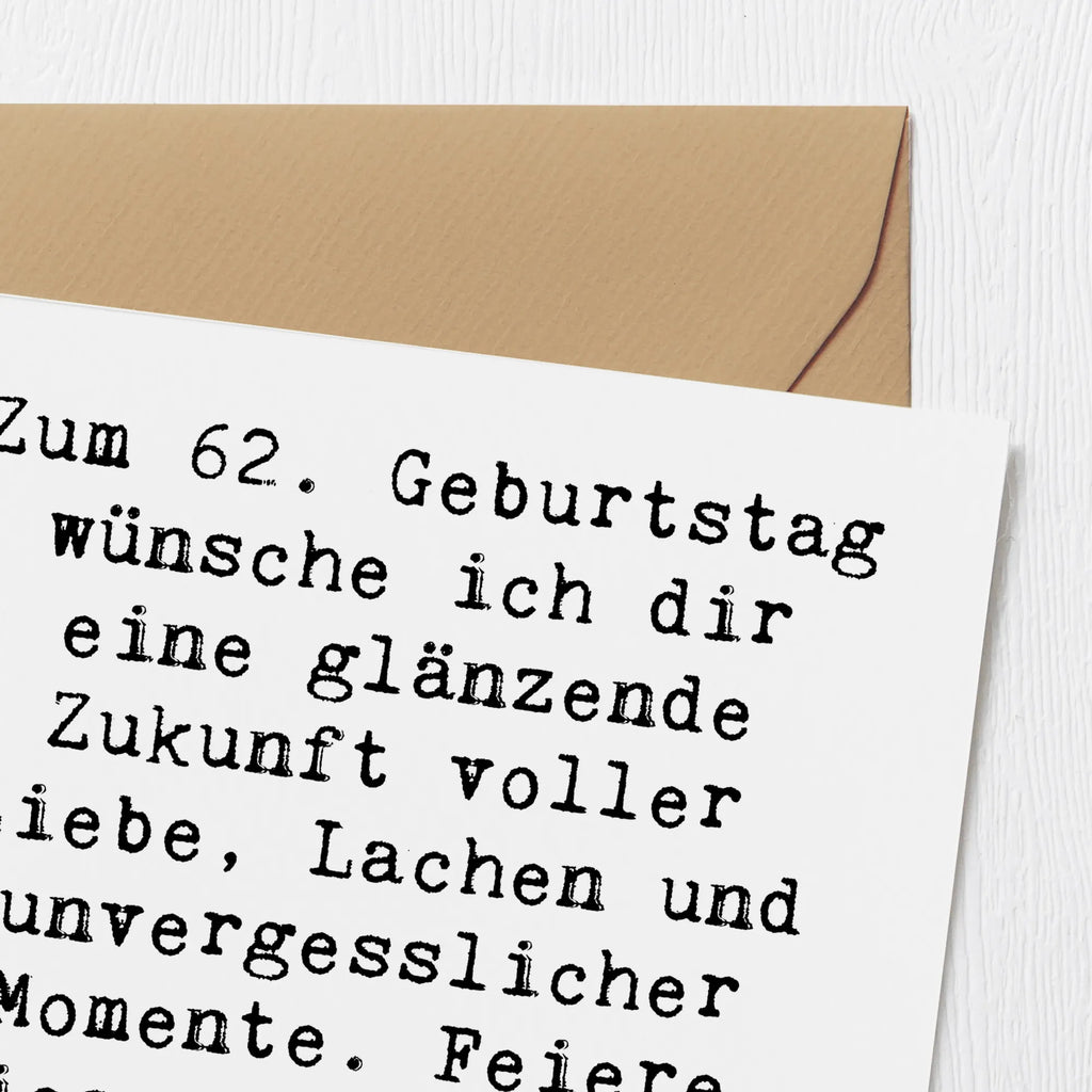 Deluxe Karte Spruch 62. Geburtstag Glänzende Zukunft Glückwunschkarte, Hochwertige Grußkarte, Einladungskarte, Karte, Grußkarte, Geburtstagskarte, Hochwertige Klappkarte, Hochzeitskarte, Klappkarte, Geburtstag, Geburtstagsgeschenk, Geschenk
