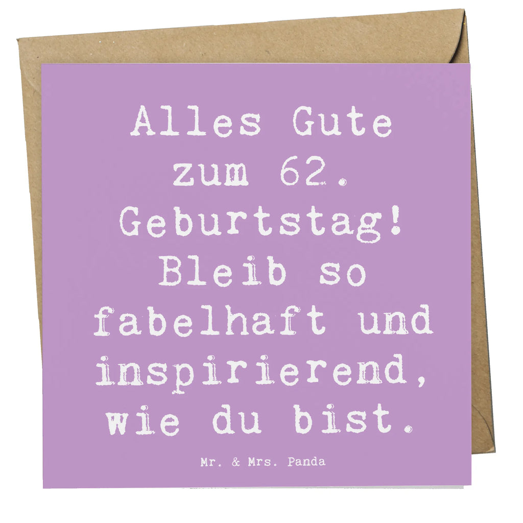 Deluxe Card Saying Alles Gute zum 62. Geburtstag! Bleib so fabelhaft und inspirierend, wie du bist. Glückwunschkarte, Einladungskarte, Karte, Hochwertige Grußkarte, Hochzeitskarte, Grußkarte, Klappkarte, Hochwertige Klappkarte, Geburtstagskarte, Geburtstag, Geburtstagsgeschenk, Geschenk